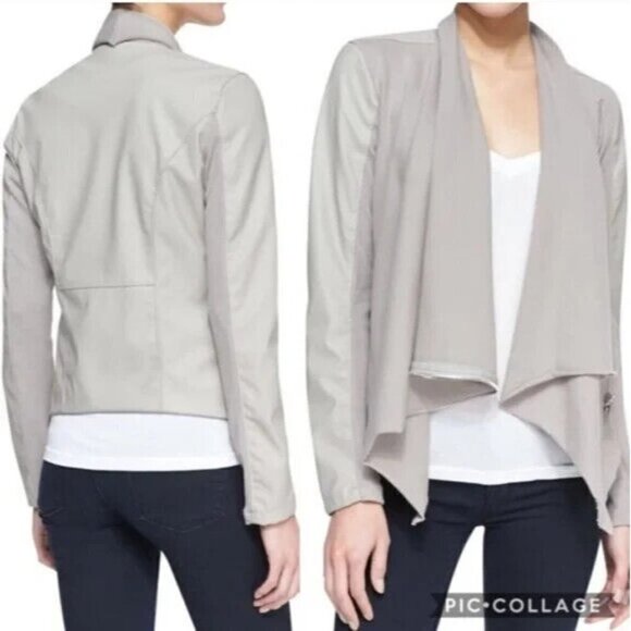 BLANK NYC Private Practice Faux Leather Moto Jacket Asymmetric Gray XS 4-2 - Picture 1 of 16